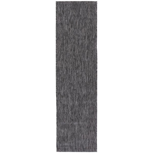 Courtyard Black/Gray 2 ft. x 8 ft. Dotted Diamond Indoor/Outdoor Runner Rug