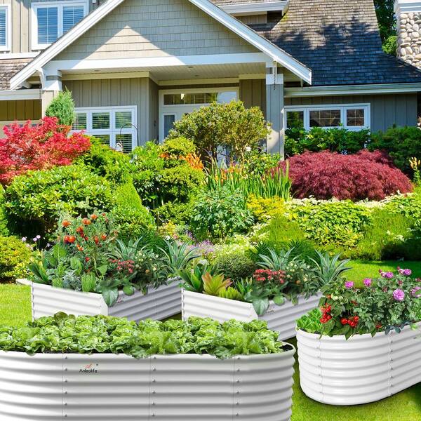 Light Grey 96 in. x 36 in. x 24 in. Oval Galvanized Steel Raised
