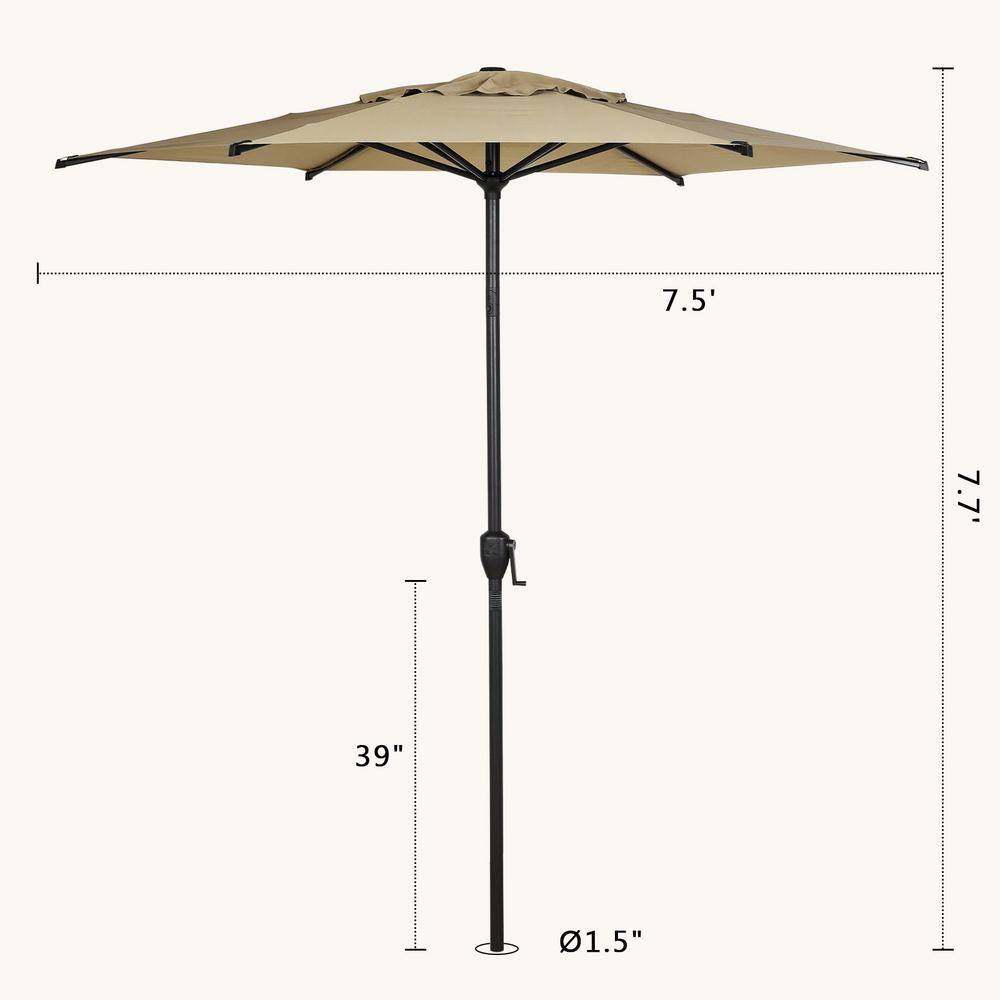 Lyon 7.5ft Brown Polyester Market Umbrella with Charcoal Steel Frame