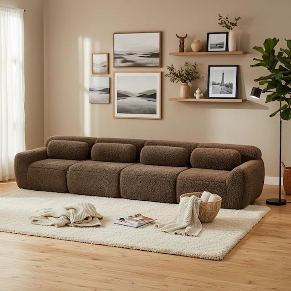 Homy Casa 149 in. Modular 4-Piece Plush Microfiber Modern Sectional ...