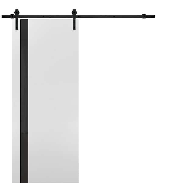 Sartodoors 24 in. x 84 in. 1 Panel Tinted Glass White Solid Wood Sliding Barn Door with Hardware Kit