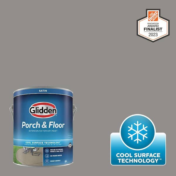 Glidden Porch and Floor 1 gal. PPG1002-5 Antique Silver Satin Interior/Exterior Porch and Floor Paint with Cool Surface Technology