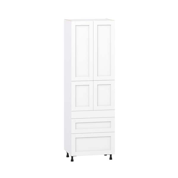 Milton 30 in. W x 24 in. D x 94.5 in. H Assembled Shaker Pantry Kitchen Cabinet in Bright White with 5 Drawers