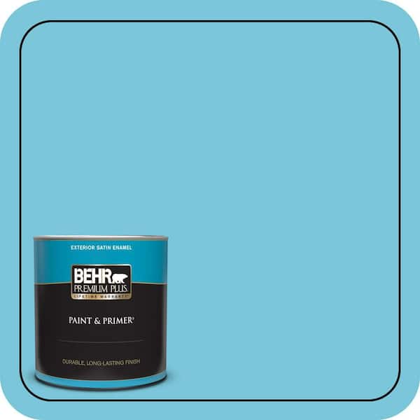 BEHR PREMIUM PLUS 1 qt. #520B-4 Water Flow Satin Enamel Exterior Paint & Primer