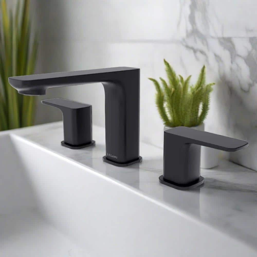 Corsica Matte Black 8" Widespread Brass Bathroom Faucet