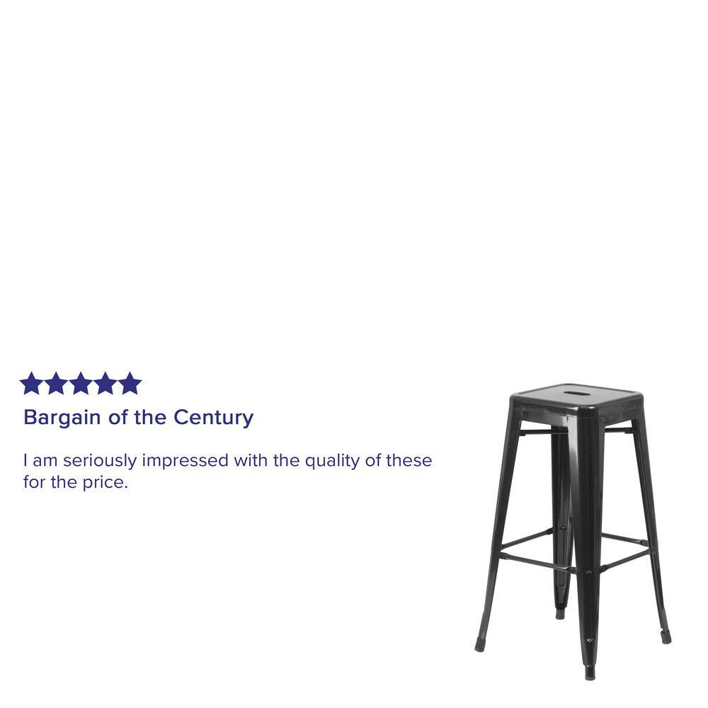 Sleek 30" High Backless Black Metal Indoor-Outdoor Barstool