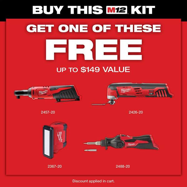 Milwaukee M12 FUEL 12V Lithium-Ion 1/4 in. Cordless Right Angle 