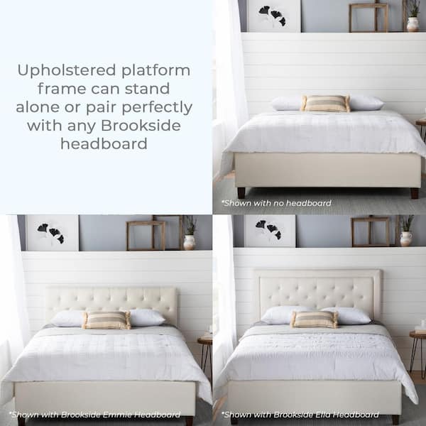 Brookside Ava Cream King Upholstered Platform Bed With Slats Bskkpeuppl Brookside Ava Cream King Upholstered, Cream Upholstered King Bed Frame