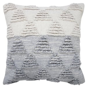Contemporary Heathered Gray Off-White 20 in. x 20 in. Geometric Textured Triangle Throw Pillow