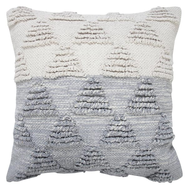 LR Home Contemporary Heathered Gray Off-White 20 in. x 20 in. Geometric Textured Triangle Indoor Throw Pillow