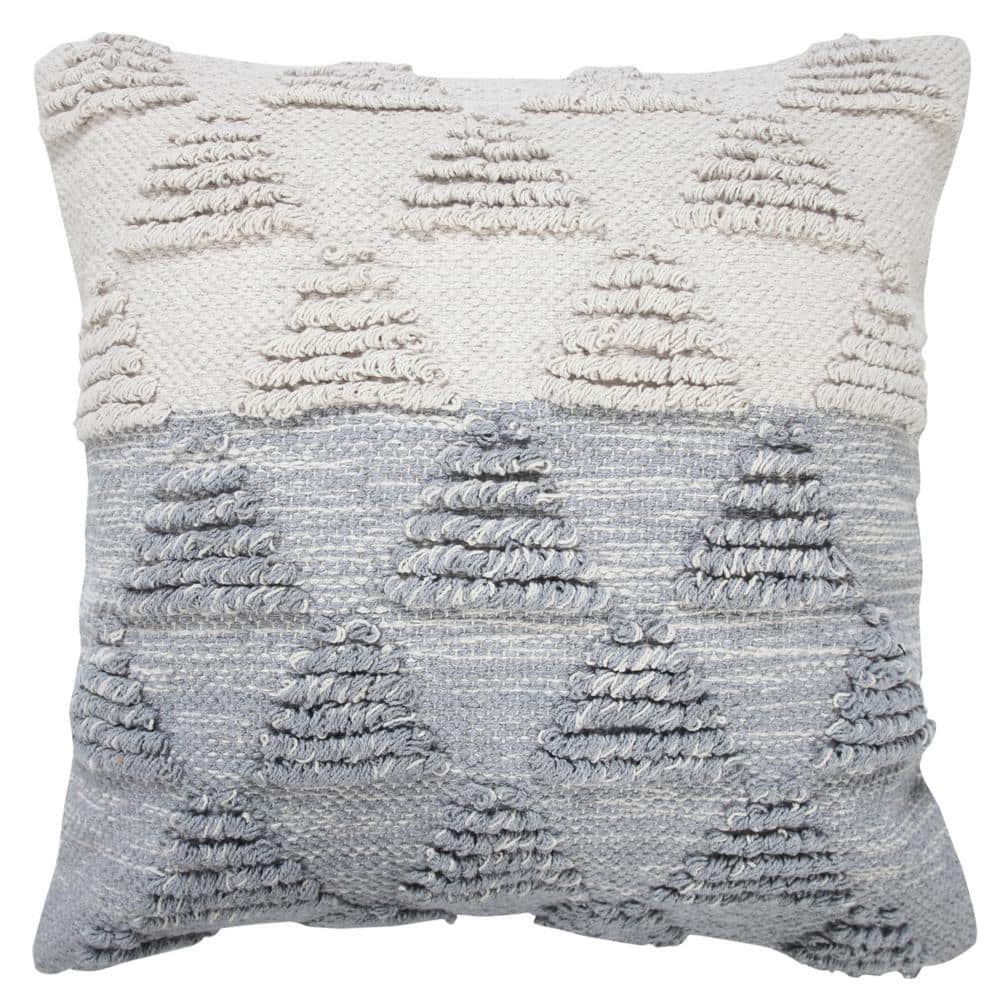 Contemporary Heathered Gray Off-White 20 in. x 20 in. Geometric Textured Tr