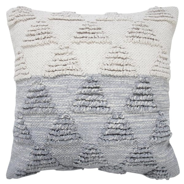 Unbranded Contemporary Heathered Gray Off-White 20 in. x 20 in. Geometric Textured Triangle Indoor Throw Pillow