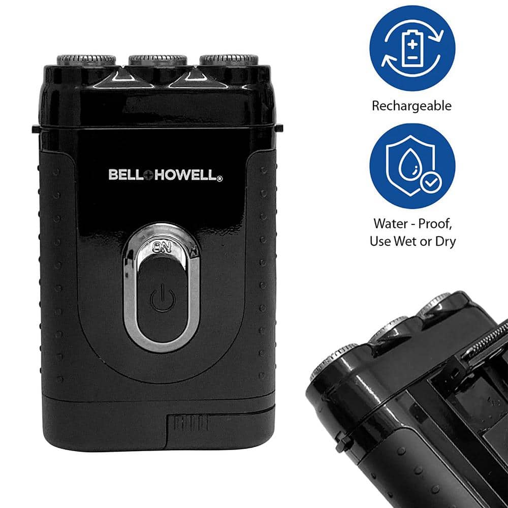 Bell+Howell Tac Shaver 2-in-1 Rechargeable Wet/Dry Rotary Shaver