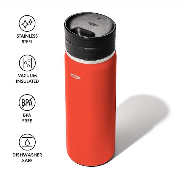 OXO - Strive Insulated Water Bottle - 24 oz - Red - Dishwasher Safe
