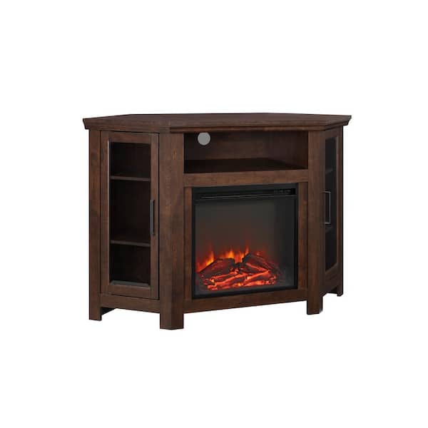 Walker Edison Furniture Company Traditional Brown Fireplace Corner Fireplace Entertainment Center