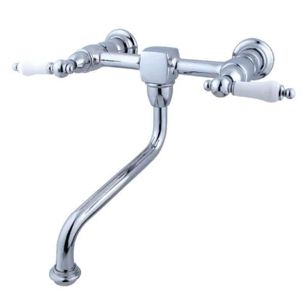 Kingston Brass Heritage 2-Handle Wall Mount Bathroom Faucet in Chrome