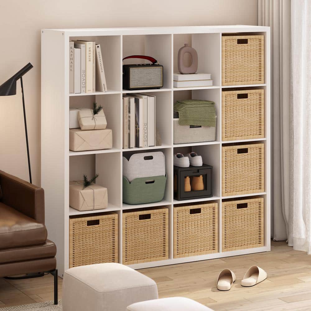 White 16-Cube Stackable Wood Storage Organizer