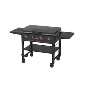 Daytona 4-Burner Propane Gas Griddle with Lid in Black