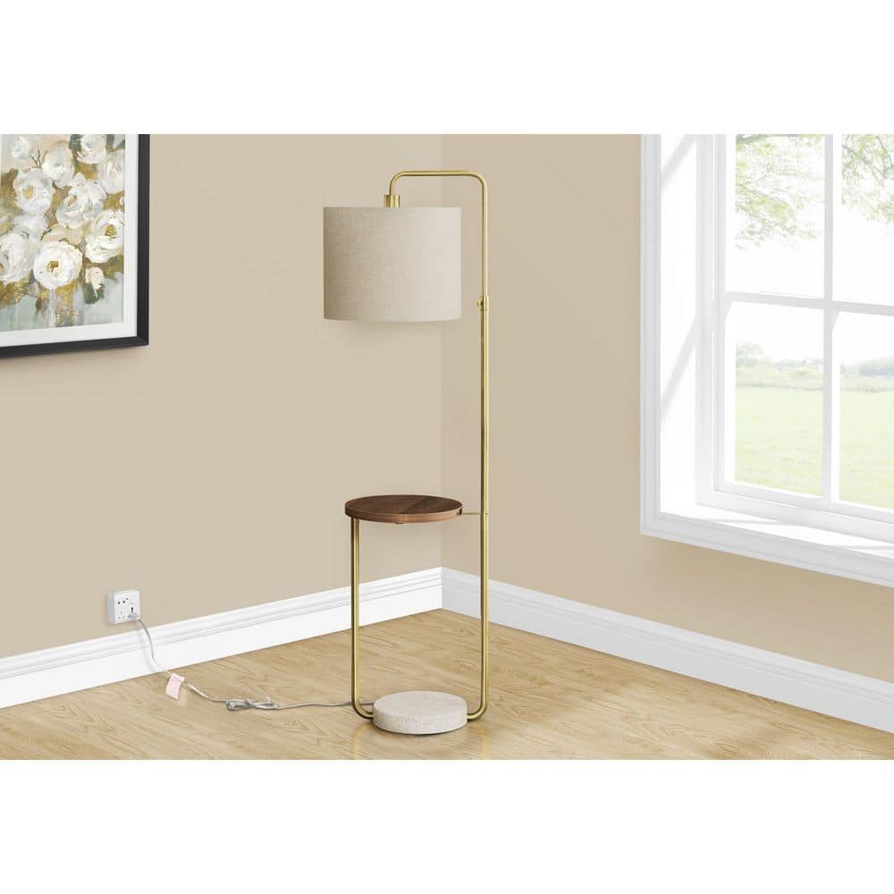 Jushua 67 in. H Gold Metal Standard Floor Lamp with Beige Shade