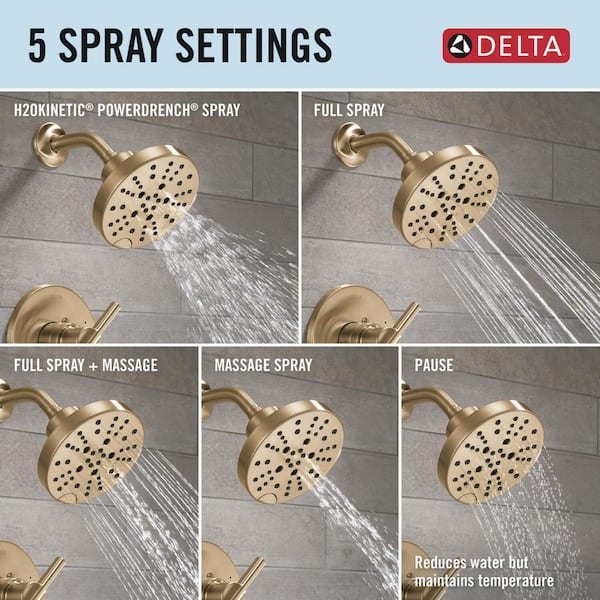 Nicoli 5-Spray Tub and Shower Faucet with 8 in. Widespread Double Handle Bathroom Faucet in Champagne Bronze