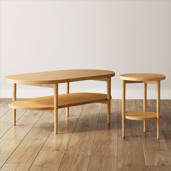 Nathan James Sonia 15 in. Light Brown Round Wood Bohemian 2-Tier