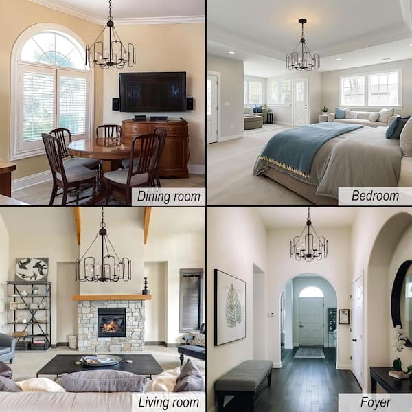 6-Light Rusty Bronze Drum Chandelier