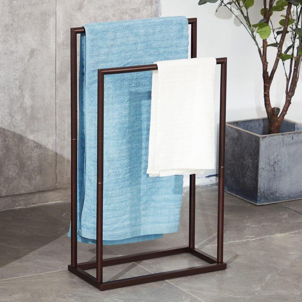 Dracelo 2 Tier Black Tall Stainless Steel Towel Racks for Bathroom ...