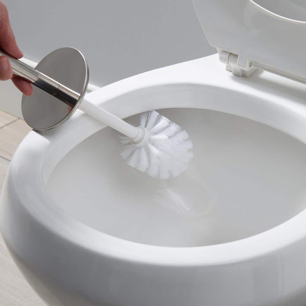 Stainless Steel Two-Tone Toilet Brush and Holder Set