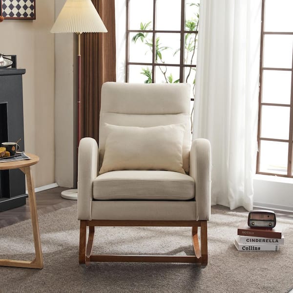 Karl home Beige Linen Rocker Armchair K1G52003816 - The Home