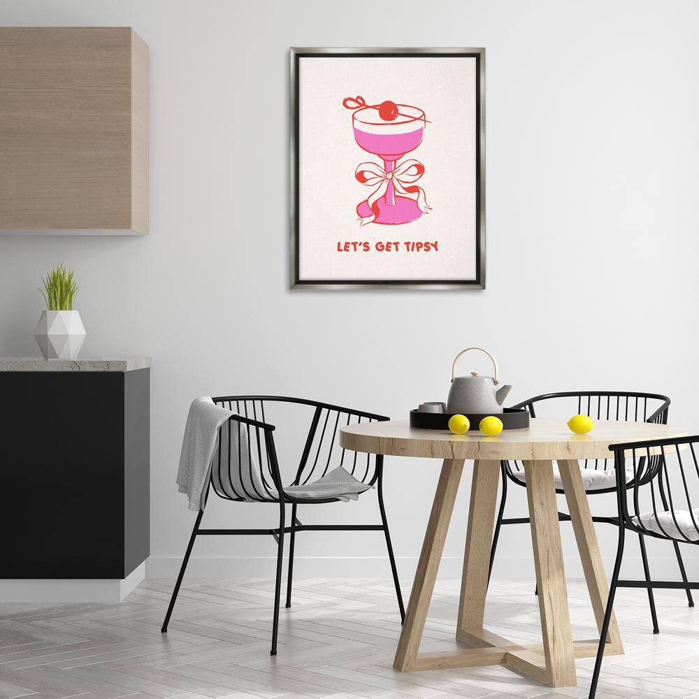 Let's Get Tipsy with Glass by House of Lulu Gray Floater Frame Typography Graphic Art Print 31 in. x 25 in. price history on PriceWatchPro