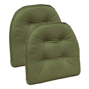 Gripper Non-Slip 15 in. x 16 in. Twill Mastic Green Tufted Chair Cushions (Set of 2)