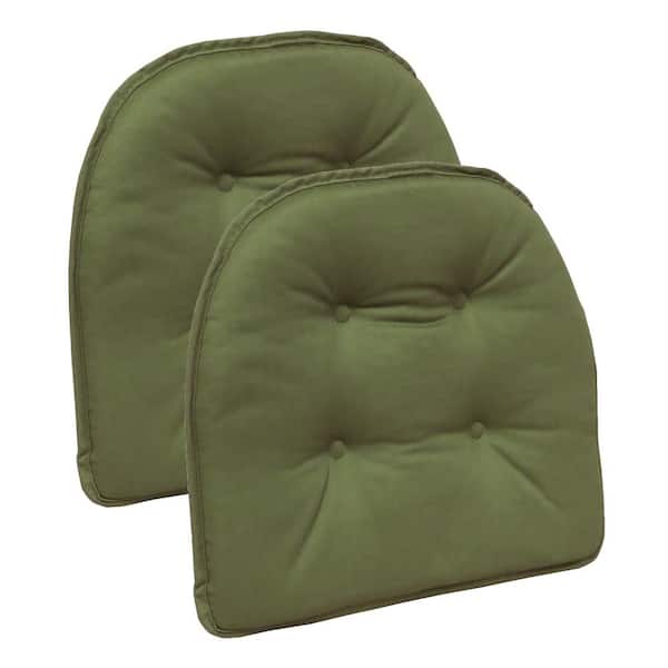 Memory Foam Chair Cushion - Great for Dining, Kitchen, and Desk Chairs -  Machine Washable Pad with Ties and Nonslip Backing by Lavish Home (Green)