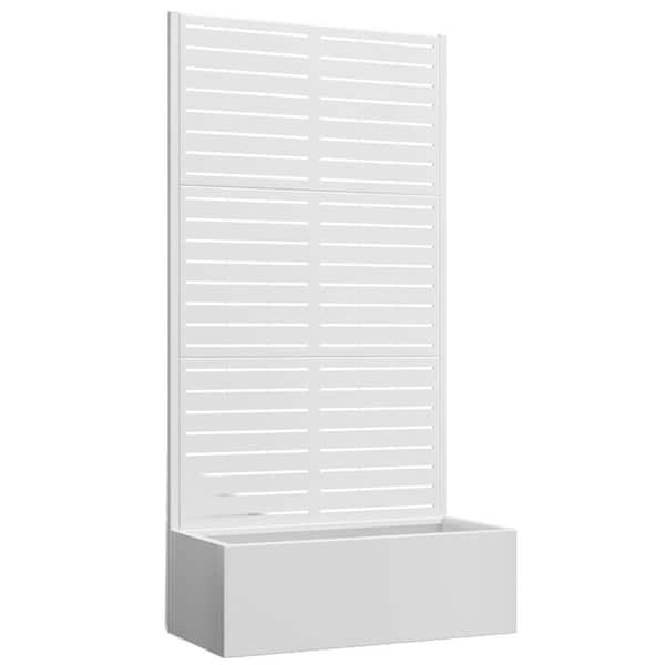 35 in. x 16 in. x 71 in. White Metal Raised Garden Planter Box with Trellis for Climbing Plants and Cucumbers