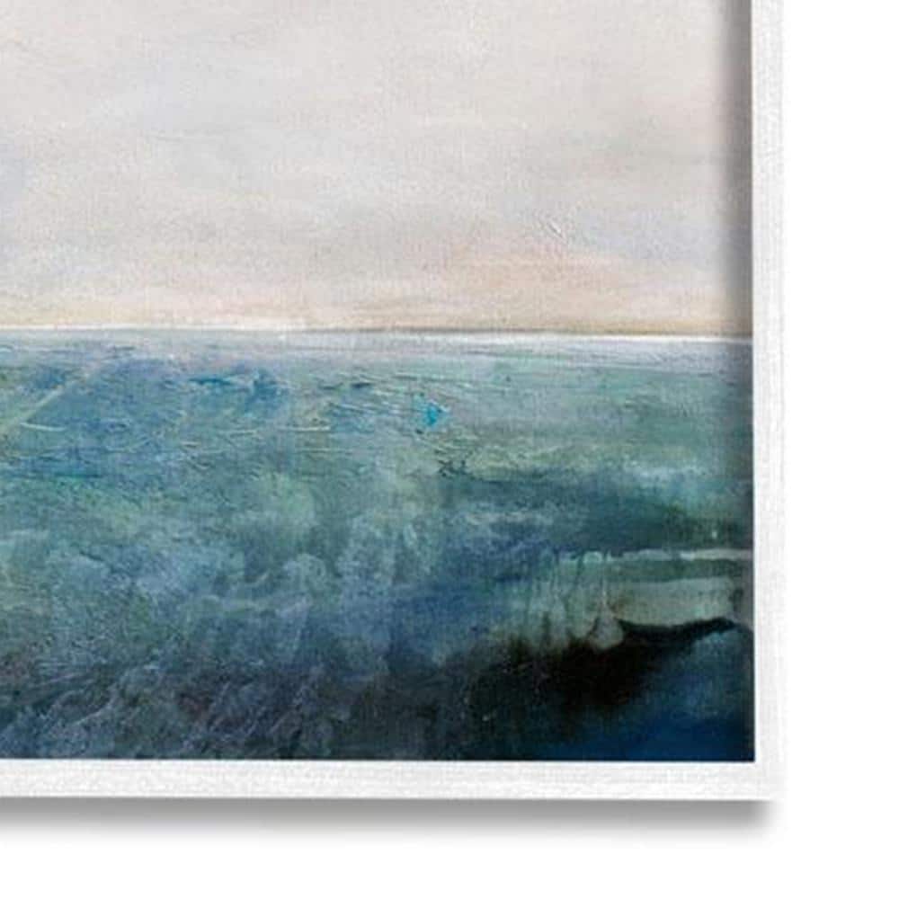 White Framed Abstract Ocean Horizon Canvas Print, 11 x 14