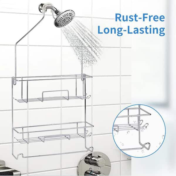 Dracelo 11.8 in. W x 4.1 in. D x 24.8 in. H Black Shower Caddy Hanging Over Shower Organizer