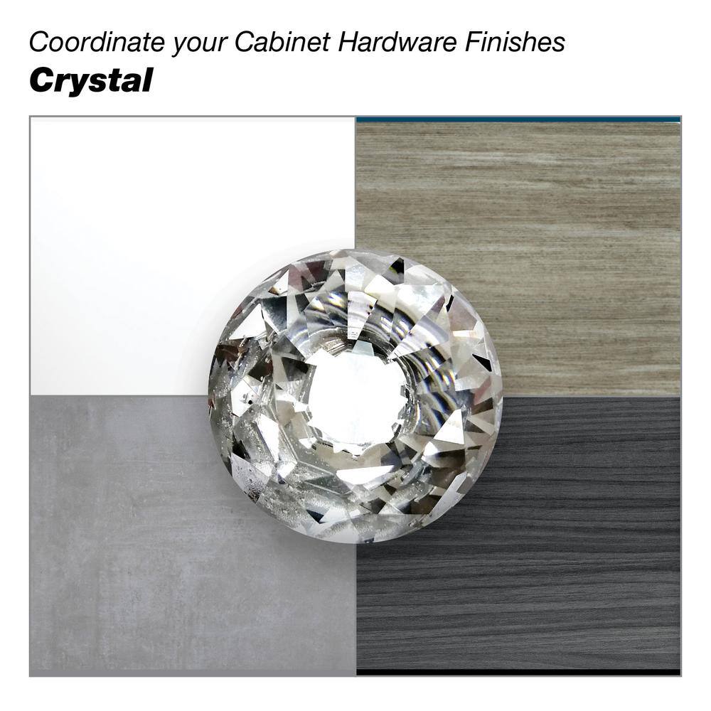 Polished Chrome and Clear Crystal Round Cabinet Knob