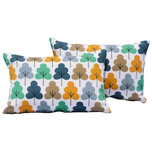 Sophia 17.7 in. x 11.8 in. Tree Pattern Polyester Rectangular Outdoor Lumbar Pillow (2-Pack)