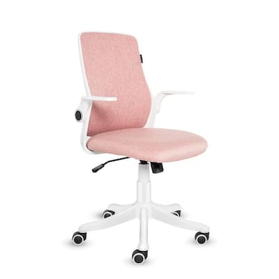 Pink Fabric Office/Desk Chair With adjustble Base and Armrest