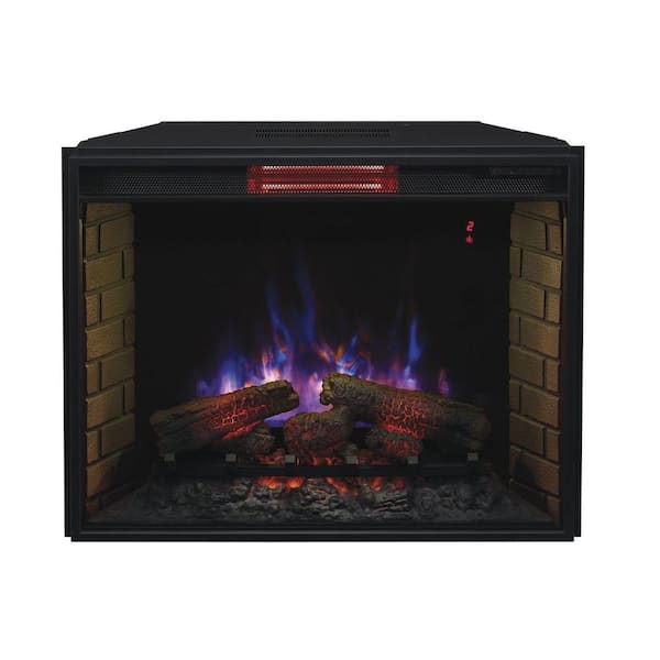 Unbranded 33 in. Infrared Quartz Electric Fireplace Insert with Flush-Mount Trim Kit