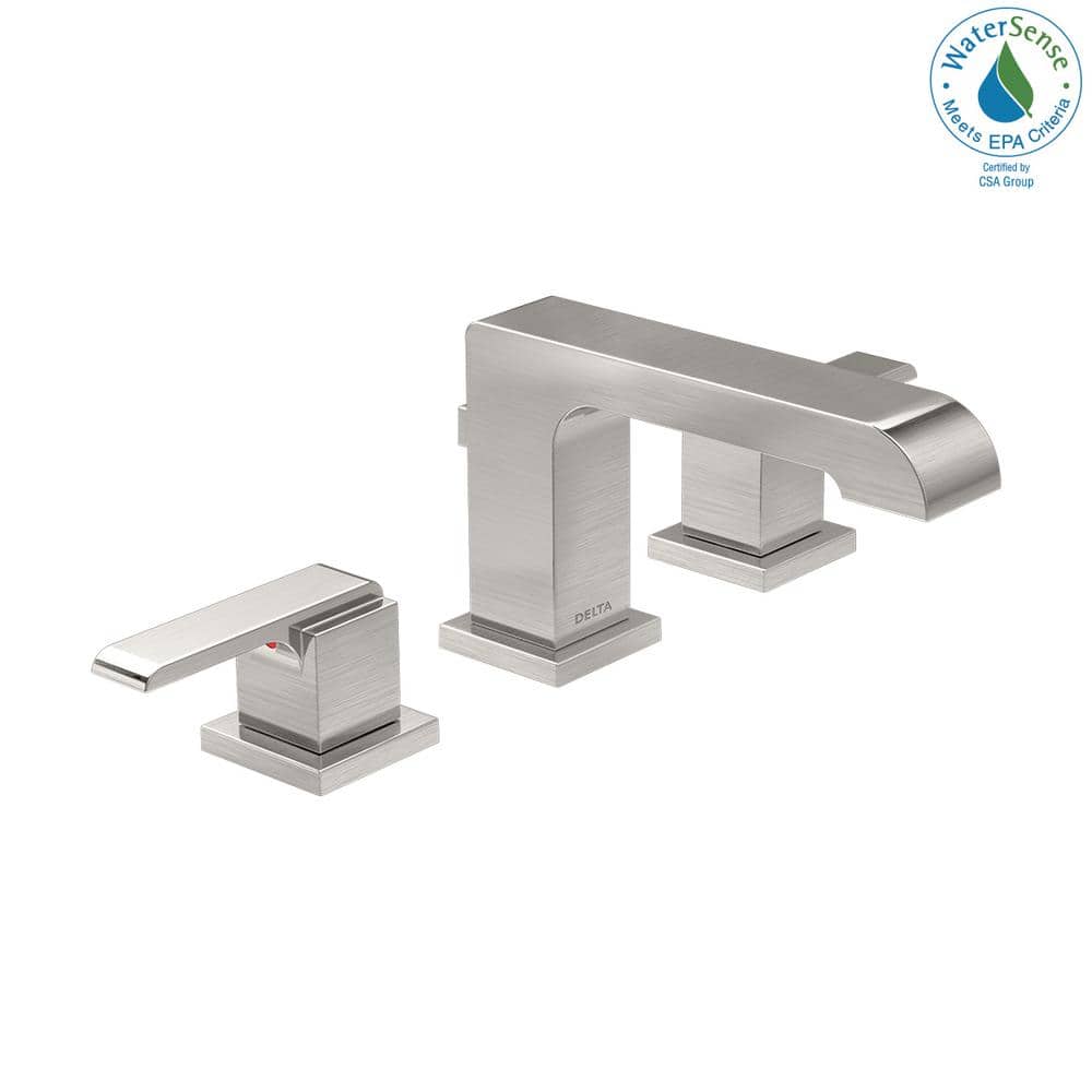 Modern Black and Stainless Steel Widespread Bathroom Faucet with ADA Compliance