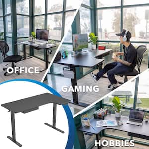 57 in. L-Shaped Black Electric Height Adjustable Sit-Stand Desk