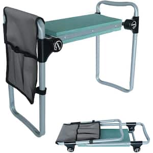 Metal Garden Stool, Garden Kneeler and Seat Stool, Foldable with Tool Pocket and Soft EVA Kneeling Pad for Senior