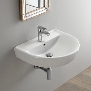 Bella Wall Mounted Bathroom Sink in White