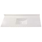 73 in. W x 22 in. D Engineered Marble Single Trough Sink Vanity Top in Winter White