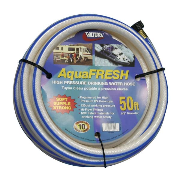 Valterra AquaFresh High Pressure Drinking Water Hose - 5/8 in. x 50 ft., White
