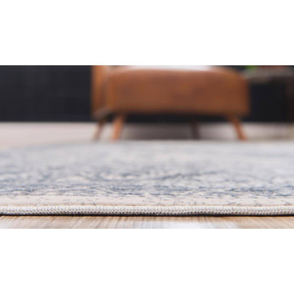 Dark Blue and Grey Rectangular Synthetic Indoor Area Rug