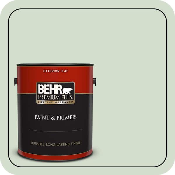 BEHR PREMIUM PLUS 1 gal. #440E-2 Herbal Mist Flat Exterior Paint & Primer