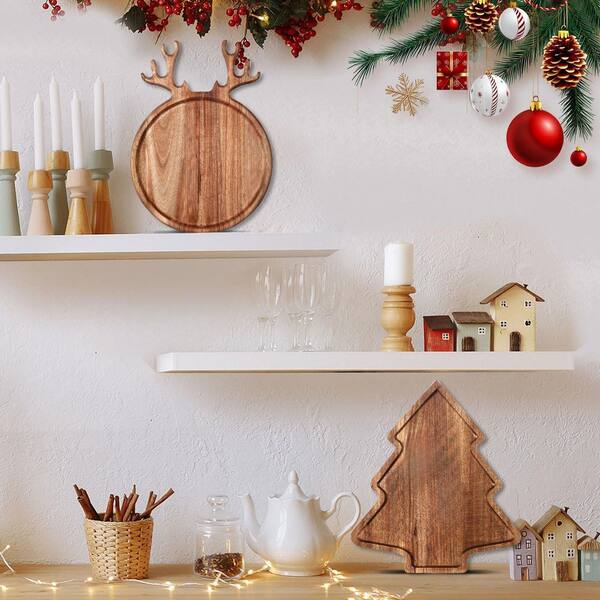 KHKFY Acacia Wood Christmas Charcuterie Boards Set, Christmas Tree