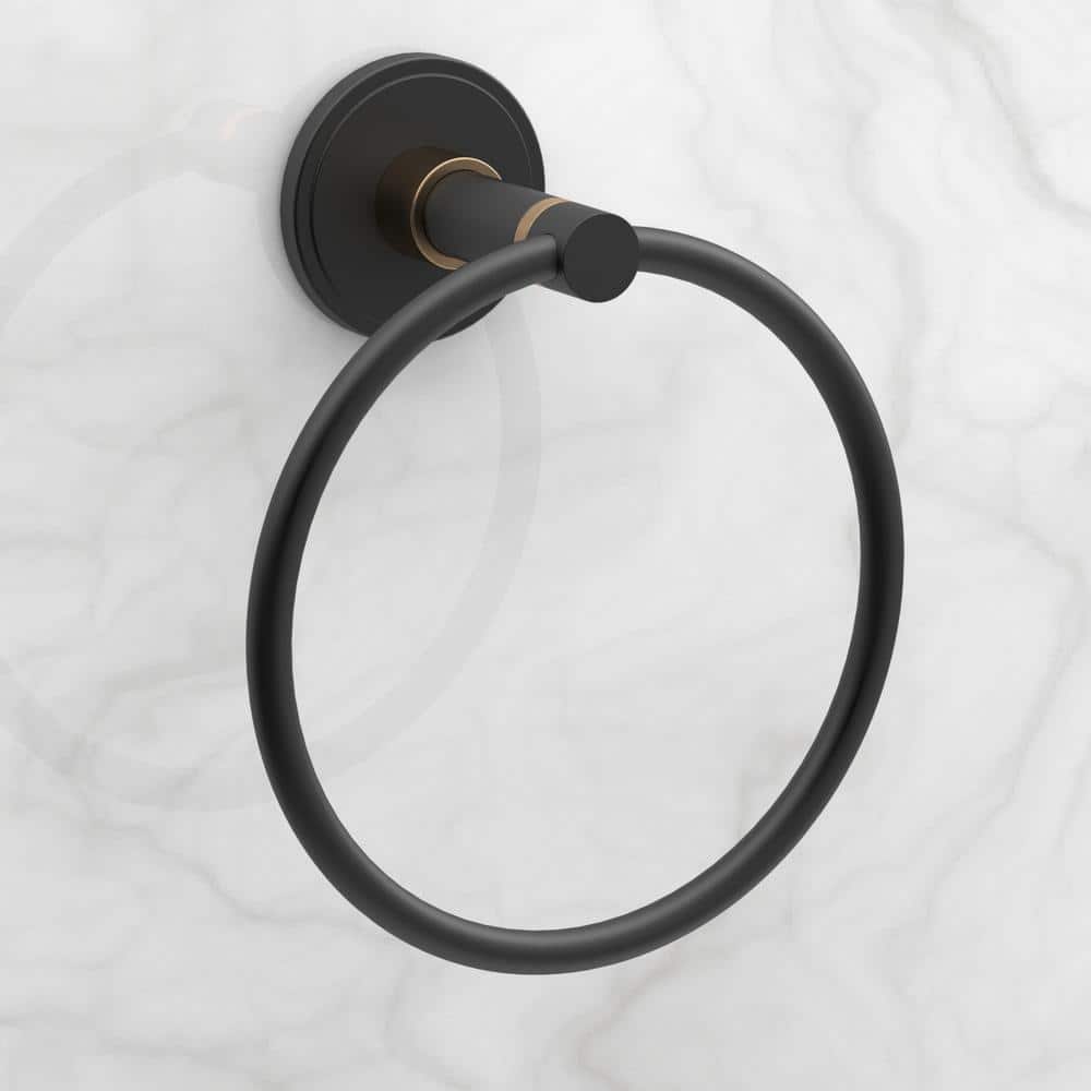 Glacier Bay Delson Wall Mounted Towel Ring in Matte Black BTH086618