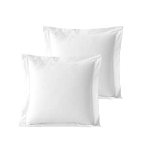 White Solid 100% Organic Cotton, 26 in. x 26 in., Smooth and Breathable, Super Soft Euro Shams, Pack of 2